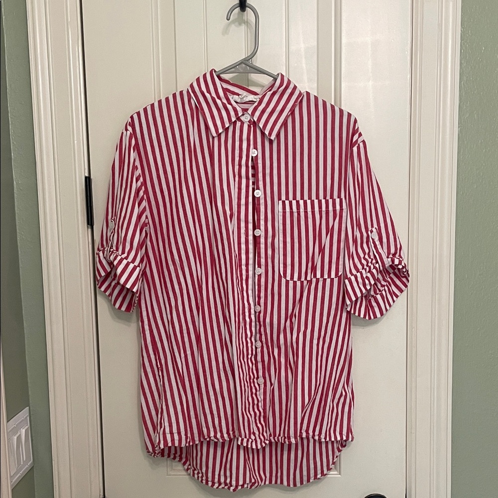Heyday Red and White Striped Shirt